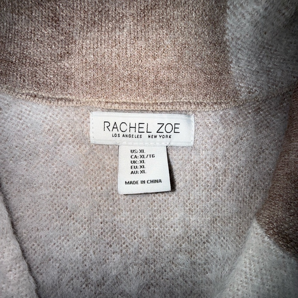 Rachel Zoe Plaid Teddy Jacket Cream Brown XL NWT Cozy Coat - Picture 2 of 15